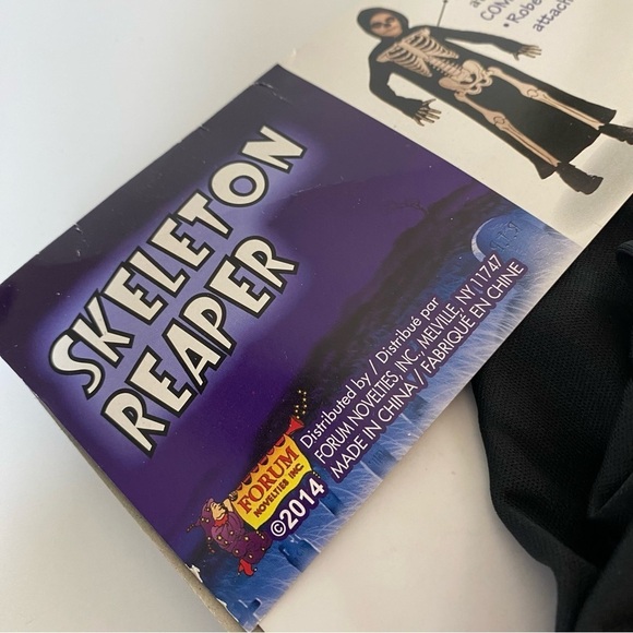 NEW Kids Skeleton Reaper Hooded Robe Costume Lids Size Large - Picture 4 of 6